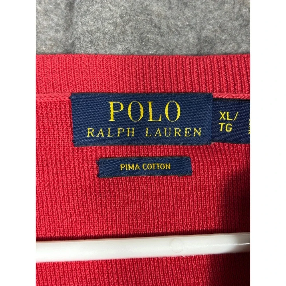 Polo Ralph Lauren Mens XL Pima Cotton V-Neck Sweater Red NWT 1864765FZ